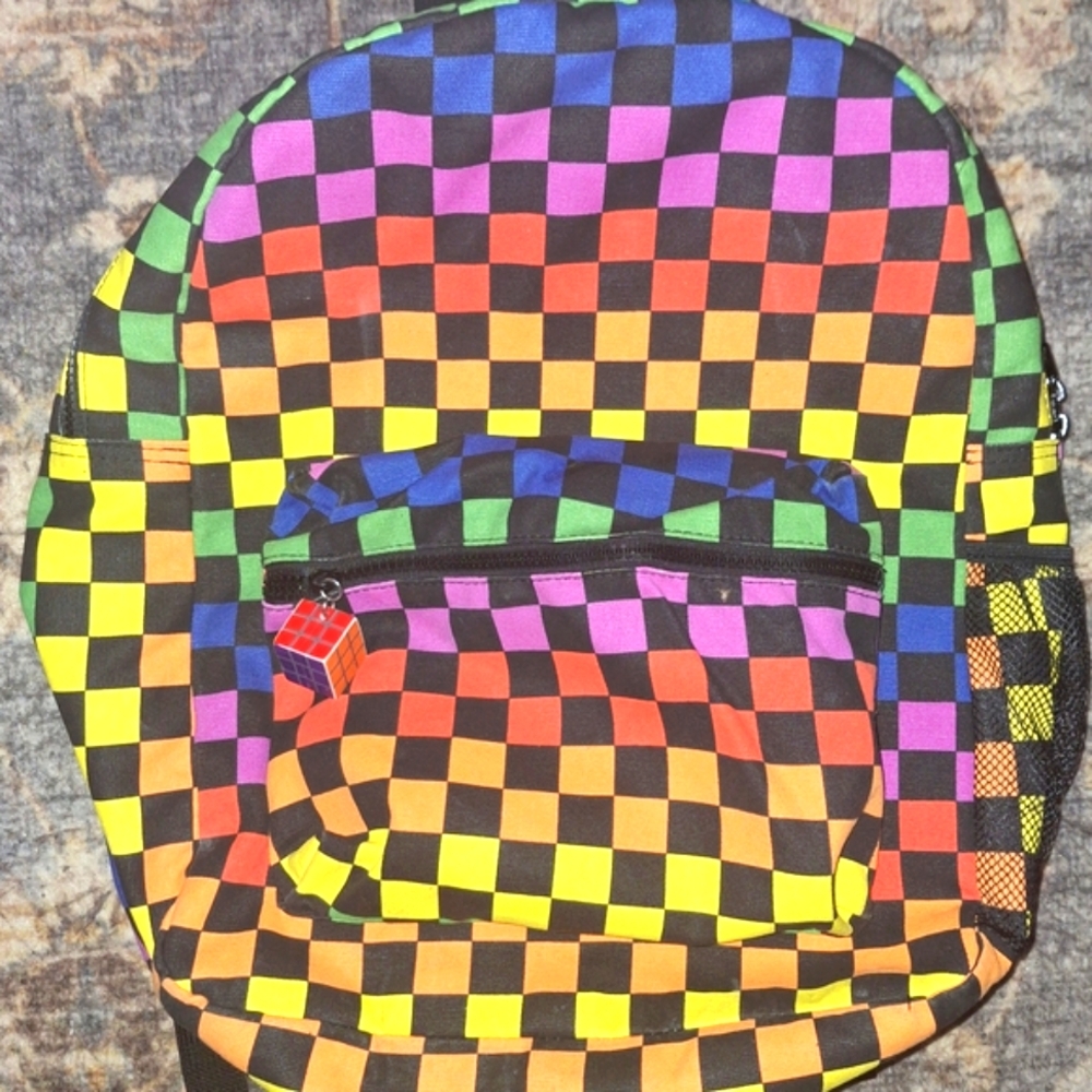 Spencer's Colorful Checkered Backpack